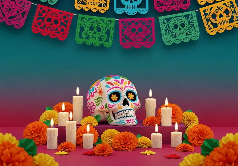 Editorial illustration of Día de los Muertos