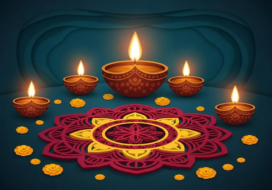 Editorial illustration of Diwali