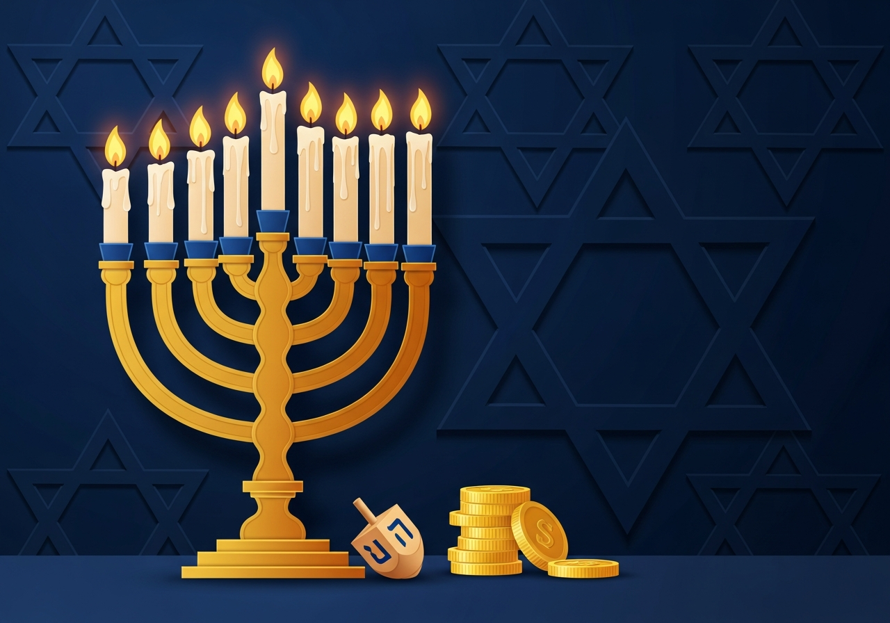 Editorial illustration of Hanukkah