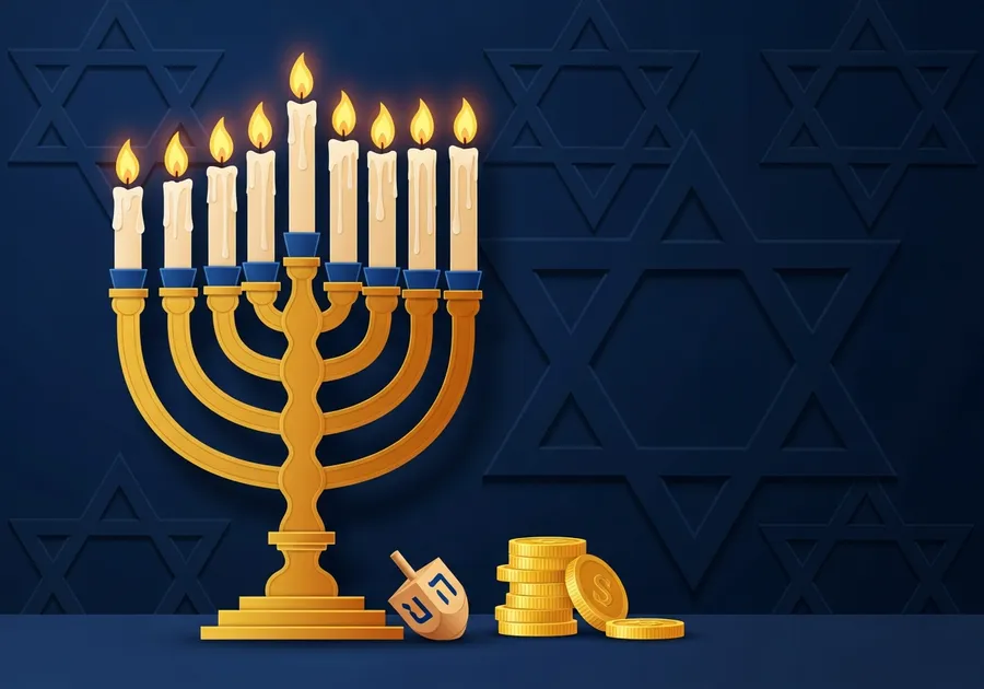 Editorial illustration of Hanukkah