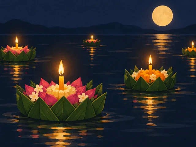 Editorial illustration of Loy Krathong