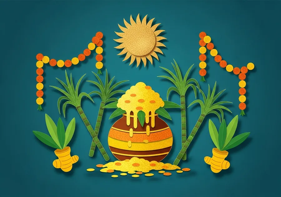 Editorial illustration of Pongal