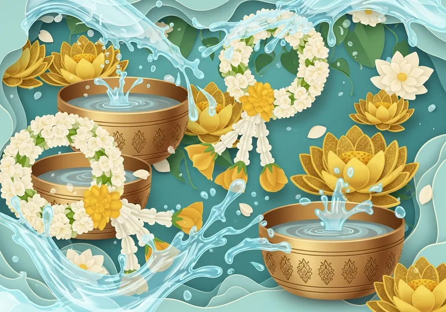 Editorial illustration of Songkran