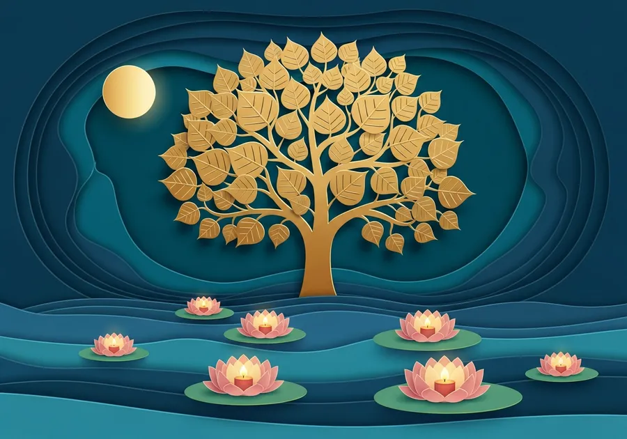 Editorial illustration of Vesak